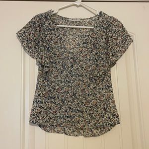 Flowery Madewell Ruffle Sleeve Top